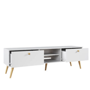 Szafka RTV z szufladami na nóżkach biała Milu 170 cm4