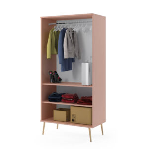 Szafa dwudrzwiowa z półkami i drążkiem Milu różowa