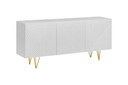 Komoda ryflowana ETNA 160 cm biała BIAŁE TŁO