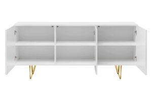 Komoda ryflowana ETNA 160 cm biała ARANŻACJA otwarta