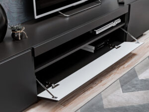 Szafka RTV Simpla 200 cm czarna stojąca / wisząca mat detal 3