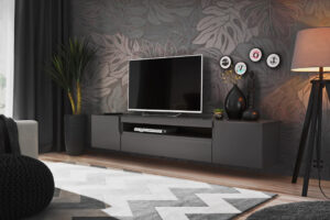 Szafka RTV Simpla 200 cm grafitowa stojąca / wisząca, wisząca