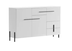 Biała komoda 150 cm z szufladami Almy białe tło