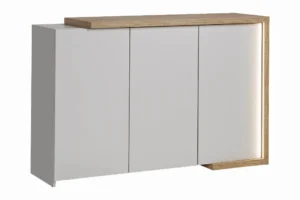 Beżowa komoda 150 cm Barabo LED BIAŁE TŁO