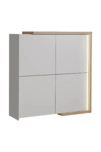 Beżowa komoda 130 cm Barabo LED BIAŁE TŁO