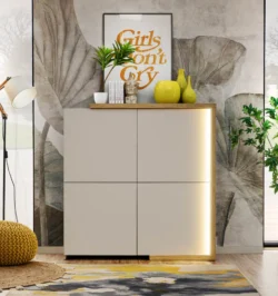 Beżowa komoda 130 cm Barabo LED DETAL 3