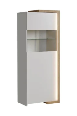 Beżowa witryna 163 cm Barabo LED BIAŁE TŁO