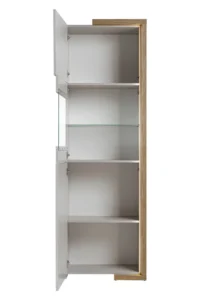 Beżowa wysoka witryna Barabo LED 203 cm OPENO