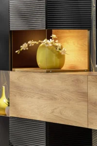 Meblościanka RTV LED Kimama ryflowana czarna_ DETAL 5