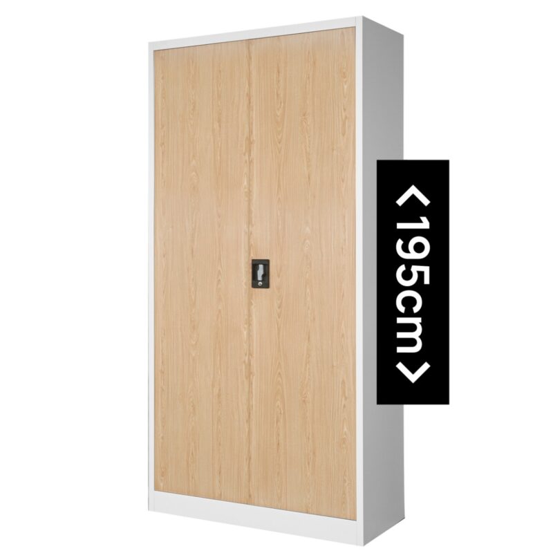 Dwudrzwiowa Szafa metalowa z półkami JAN H 195x90cm biała/dąb sonoma