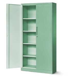 Szafa metalowa z półkami JAN 185x90cm pastelowy zielony