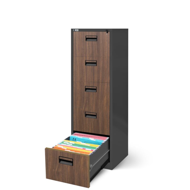 Szafa kartotekowa SARA V005 163x46x62cm loft: czarna/orzech