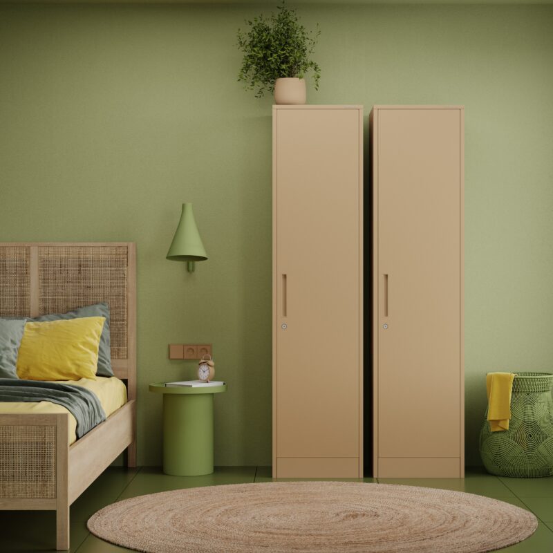 Wąska Wysoka Szafa metalowa ALEX 185x45cm beżowy