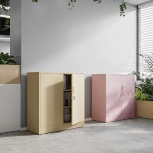 Szafka z półkami BEATA 93x90cm komoda metalowa pudrowy róż