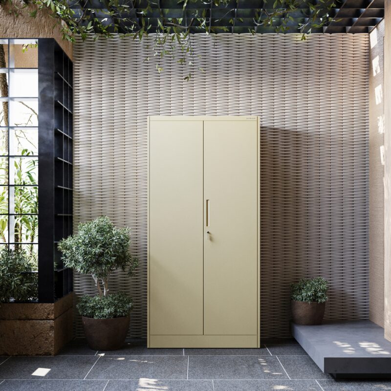 Szafa metalowa dwudrzwiowa z drążkiem DAWID 185x90cm beżowy