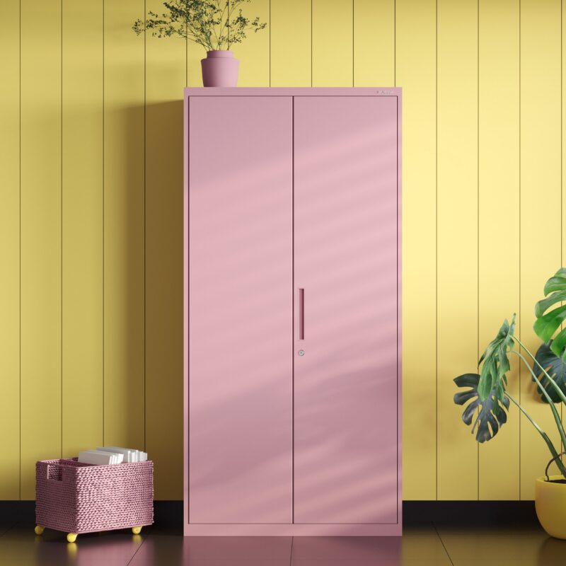 Szafa metalowa z półkami JAN 185x90cm pudrowy róż