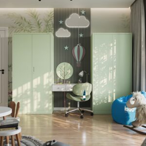 Dwudrzwiowa Szafa metalowa z półkami JAN H 195x90cm pastelowy zielony