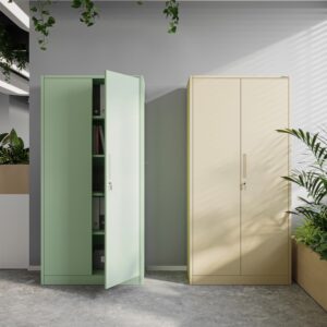 Dwudrzwiowa Szafa metalowa z półkami JAN H 195x90cm pastelowy zielony