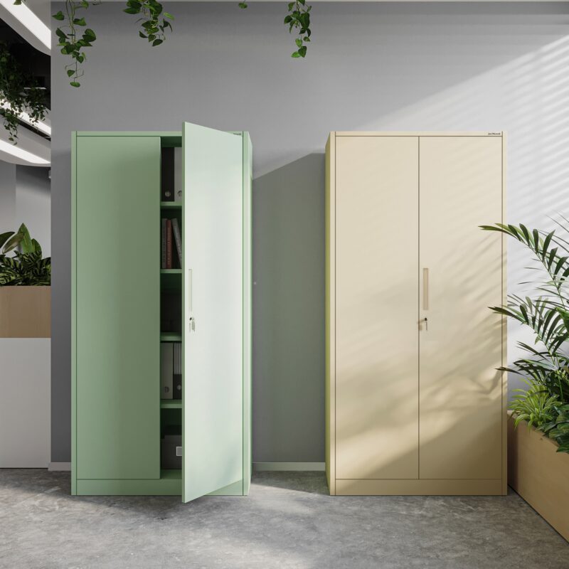 Dwudrzwiowa Szafa metalowa z półkami JAN H 195x90cm pastelowy zielony