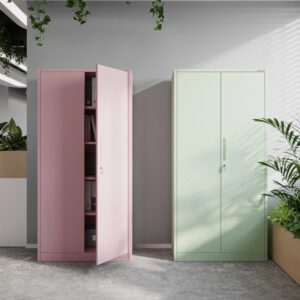 Dwudrzwiowa Szafa metalowa z półkami JAN H 195x90cm pudrowy róż