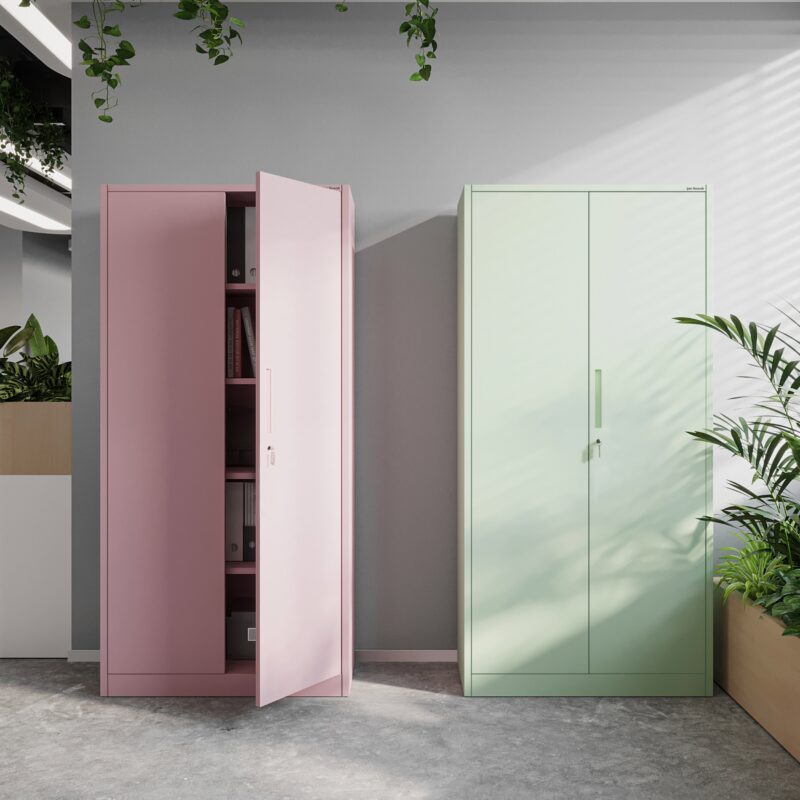 Dwudrzwiowa Szafa metalowa z półkami JAN H 195x90cm pudrowy róż