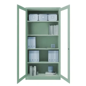 Witryna szklana metalowa Amelia zielona 185x90cm