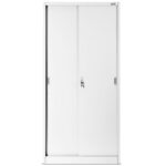Szafa metalowa z półkami i przesuwnymi drzwiami KUBA 185x90cm biała