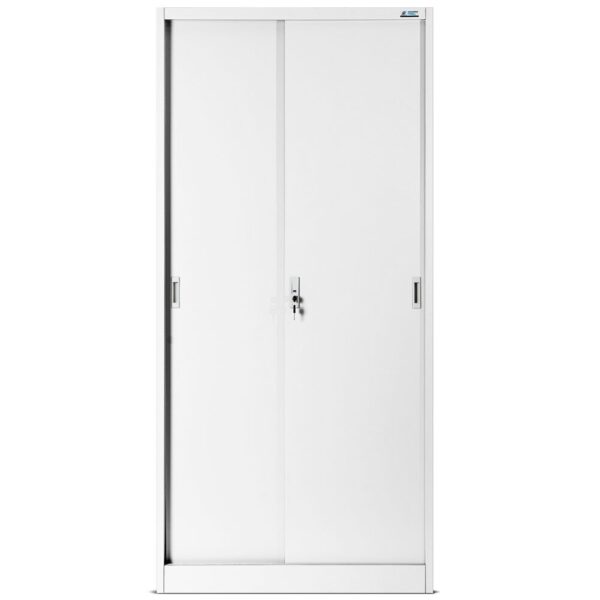 Szafa metalowa z półkami i przesuwnymi drzwiami KUBA 185x90cm biała