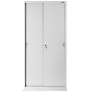 Szafa metalowa z półkami i przesuwnymi drzwiami KUBA 185x90cm szara