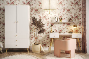 Białe biurko z szufladami po obu stronach Milu