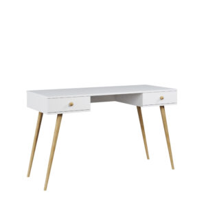 Białe biurko z szufladami po obu stronach Milu