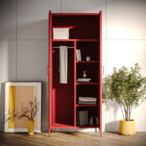 Czerwona Szafa Metalowa na ubrania Modern FLAVIO 185x80 cm
