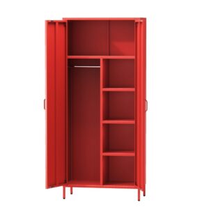 Czerwona Szafa Metalowa na ubrania Modern FLAVIO 185x80 cm