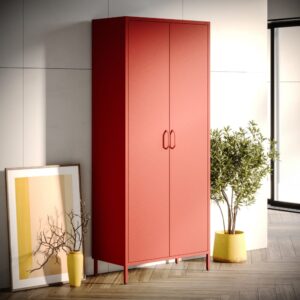 Czerwona Szafa Metalowa na ubrania Modern FLAVIO 185x80 cm