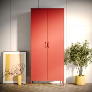 Czerwona Szafa Metalowa na ubrania Modern FLAVIO 185x80 cm