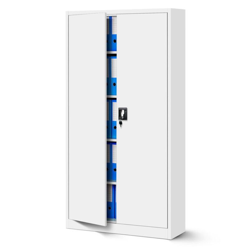 Dwudrzwiowa Szafa metalowa z półkami JAN H 195x90cm biała