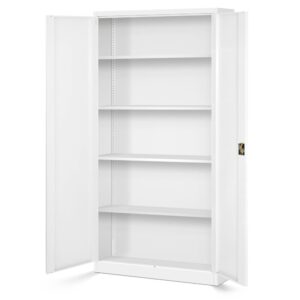 Dwudrzwiowa Szafa metalowa z półkami JAN H 195x90cm biała (2)