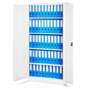 Dwudrzwiowa Szafa metalowa z półkami JAN H 195x90cm biała