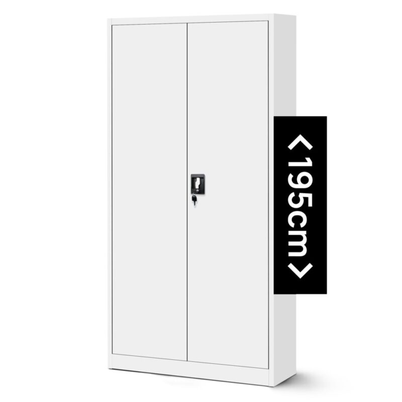 Dwudrzwiowa Szafa metalowa z półkami JAN H 195x90cm biała