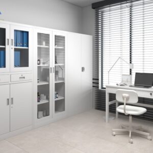 Dwudrzwiowa Szafa metalowa z półkami JAN H 195x90cm biała