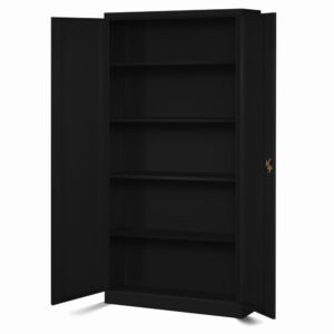 Dwudrzwiowa Szafa metalowa z półkami JAN H 195x90cm czarna