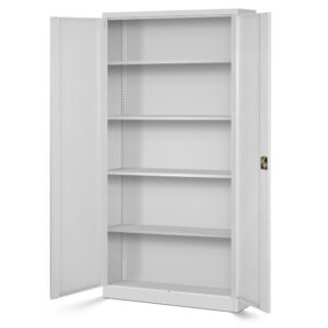 Dwudrzwiowa Szafa metalowa z półkami JAN H 195x90cm szara