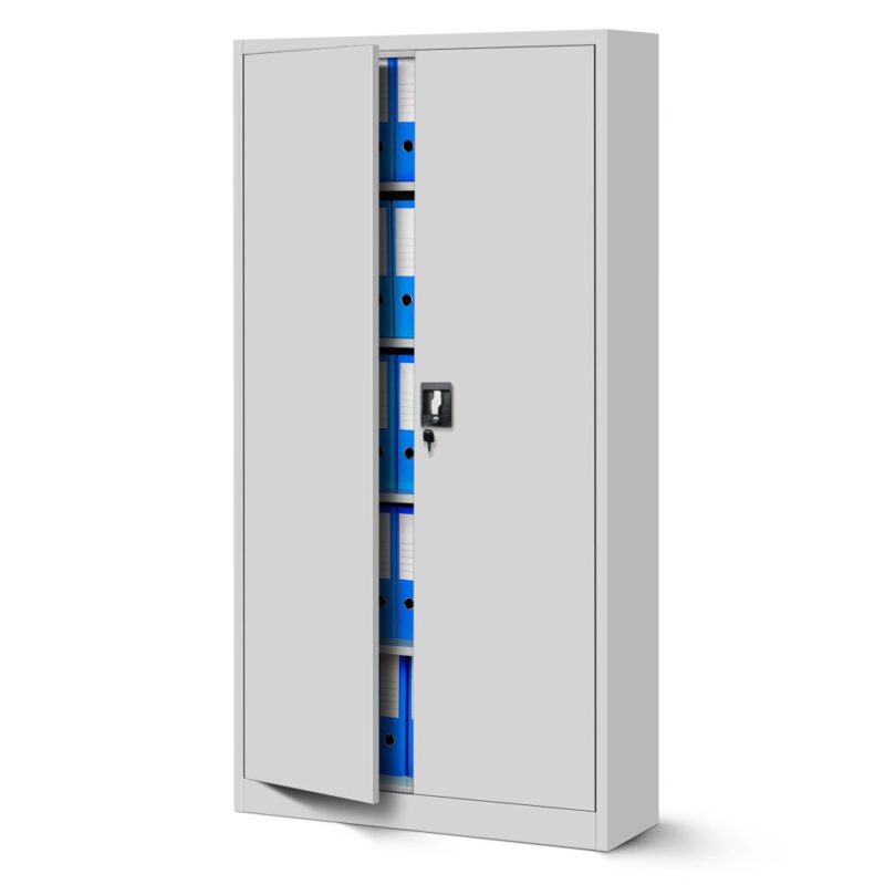 Dwudrzwiowa Szafa metalowa z półkami JAN H 195x90cm szara