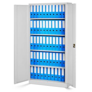 Dwudrzwiowa Szafa metalowa z półkami JAN H 195x90cm szara