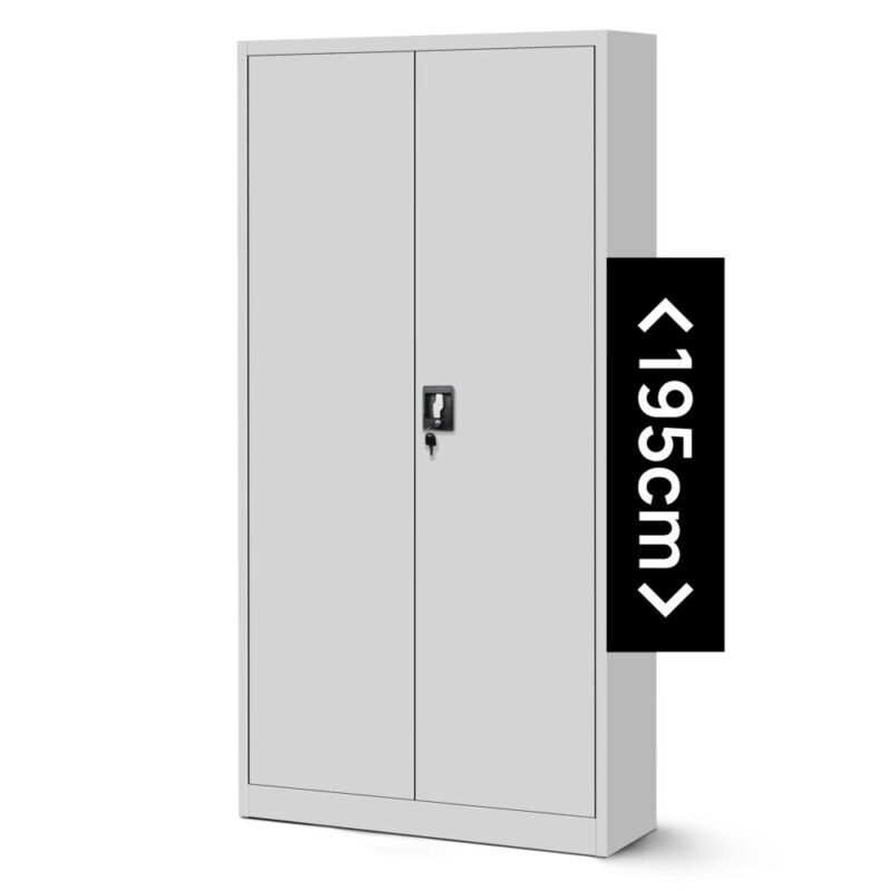 Dwudrzwiowa Szafa metalowa z półkami JAN H 195x90cm szara