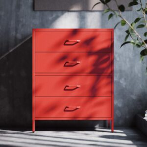 Metalowa komoda z szufladami CARLA 100 cm czerwona