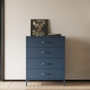 Metalowa komoda z szufladami CARLA 100 cm granatowa