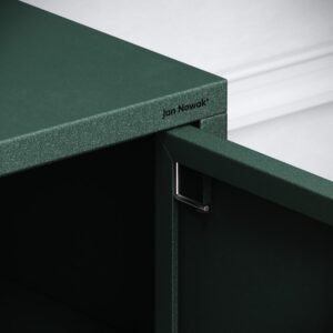 Metalowa szafka RTV na nóżkach Loft ROSA 115x59.5 cm butelkowa zieleń