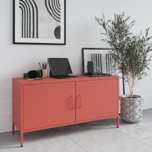 Metalowa szafka RTV na nóżkach Loft ROSA 115x59.5 cm czerwona