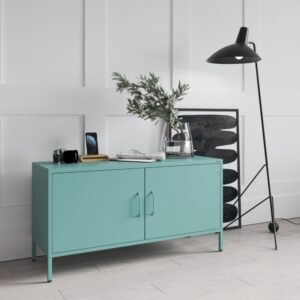 Metalowa szafka RTV na nóżkach Loft ROSA 115x59.5 cm niebieska